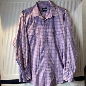 Pearl Snap Wrangler Shirt Western Mens Long‎ Sleeve XXL Purple Pockets